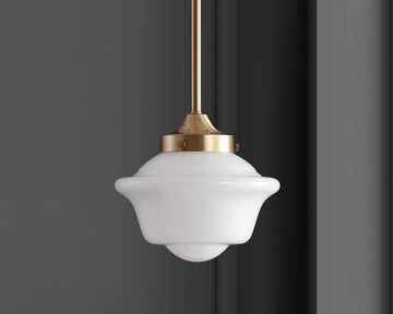 Kurtz School House Adjustable Drop Metal/Glass LED Pendant - JONATHAN Y